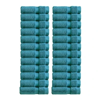 Image of Christy Chroma Face Cloths Set Pack of 24 Soft Velvety Smooth Bathroom Flannels Bold and Bright Body Wash 100% Cotton Vivid Teal