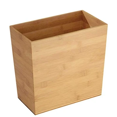 Image of iDesign Formbu Rectangular Rubbish Bin, Bamboo,10.5&quot; x 5.75&quot; 10&quot;