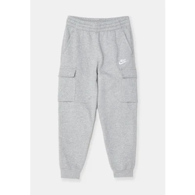 Image of NIKE K NSW Club FLC CRGO PNT LBR Pants, DK Grey Heather/Base Grey/White, 10 11 Years