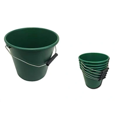Image of KetoPlastics PACK OF 20 GREEN PLASTIC CALF FEED BUCKETS, HEAVY DUTY WITH METAL HANDLE