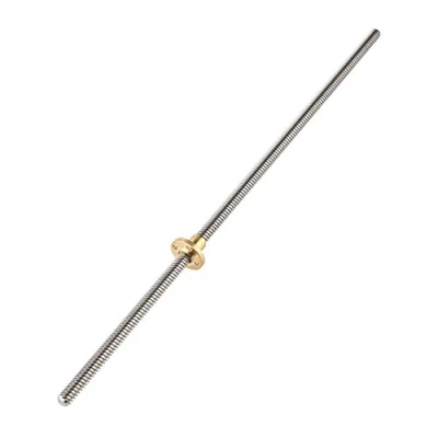 Image of 3D Printer Accessories, T8 Threaded Trapezoidal Pin Lead Screw + Nut, Pitch 2mm, Wire 8mm, Stainless Steel, for Stepper Motor (400mm)