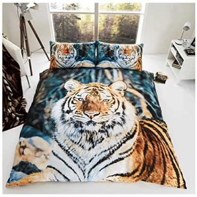 Image of GC GAVENO CAVAILIA 3D Animal Print Duvet Cover, Polycotton Bedding Sets, Wildlife Quilt Bed Covers, Tiger, King