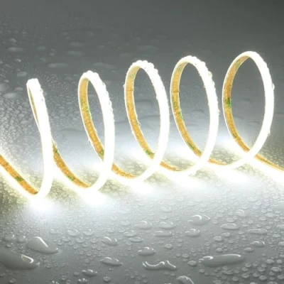 Image of TOPAI 24V Thin 5mm COB LED Strip Waterproof 6000K Cool White 5M Bright 4000Lm CRI&gt;90 Uniform Dotless 400LEDs/M Self Adhesive Flexible Cuttable for DIY, Bedroom, Under Cabinet Lighting