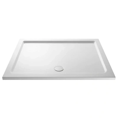 Image of Nuie NTP043 Modern Bathroom Rectangular Slimline Pearlstone Shower Tray, 800mm x 1500mm, Gloss White