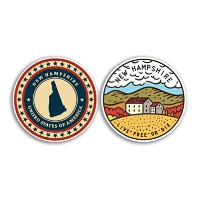 Image of 2 x 10cm New Hampshire Vinyl Stickers America USA States Landmarks Holiday Travel Adventure Map Flag Country Scrapbooking Gift #78768