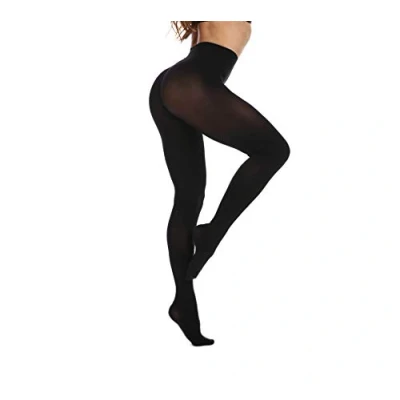 Image of Frola Tights for Women 80 Denier Semi Opaque Solid Color Footed Pantyhose Ladies Tights(S M,Black)