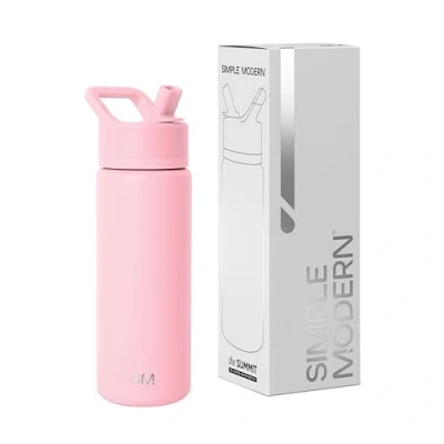 Image of Simple Modern Kids Water Bottle with Straw Leak Proof Insulated Stainless Steel for Girls, Boys Summit Collection 530ml Blush