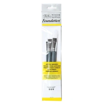 Image of Winsor &amp; Newton, Wood, Brush for acrylic paint, 3er Set Rundpinsel Nr.4/10/14, kurzer Stiel