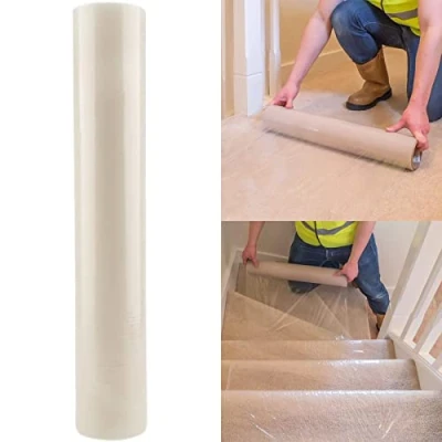 Image of eXtreme Carpet Protector Roll for Carpets, Stairs, and Floor Protection Water Resistant, Self Adhesive, Heavy Duty Clear Film 60 Micron (100m Length x 60cm Width)