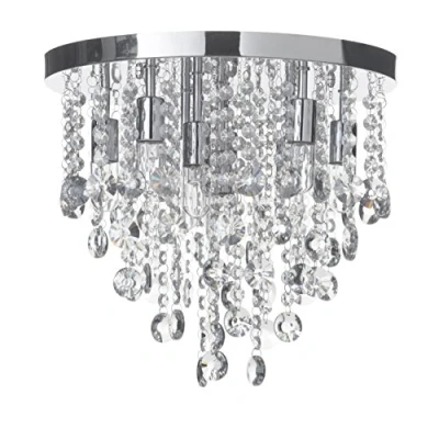 Image of LITECRAFT Turin Ceiling Light IP44 Bathroom Semi Flush Fitting Polished Chrome (9 Light)