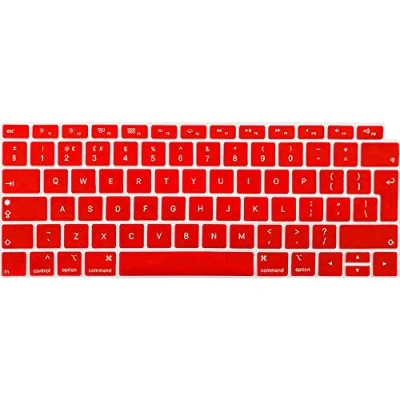 Image of FINDING CASE EU/UK Keyboard Cover Compatible 2018 Newest MacBook Air 13 Inch A1932 with Touch ID/Retina Display Waterproof Adhesive Protective Silicone Skin Red