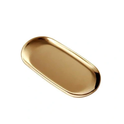 Image of Gold Trinket Serving Tray, ANZOME Oval Stainless Steel Tray Towel Storage Dish Plate, Tea Fruit Trays Cosmetics Jewelry Plate used in Bedroom, Kitchen, Living Room, Bathroom and Outdoors