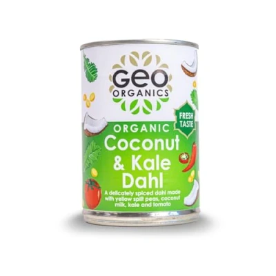 Image of Geo Organics Coconut &amp; Kale Dahl 400g (Pack of 6) Authentic Indian Side Dish Low Sugar Salt Certified Organic Vegan Meals Gluten Free Food Mild Spice Level