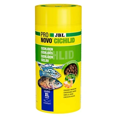 Image of JBL Pronovo Cichlid Grano, Main Food for Cichlids from 15 25 cm, Click Dispenser, Fish Granules, Size XL, 1000 ml