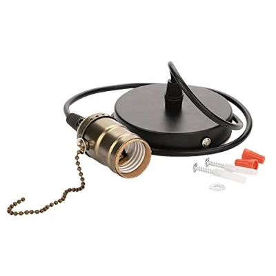 Image of DEWIN Pendant Light with Pull Switch, Lamp Holder Switch E27 Vintage Chain Base Ceiling Mounted (Bronze)