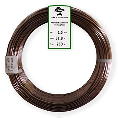 Image of Grow A Bonsai Tree Anodized Aluminum 1.5mm Training Wire 250g Large Roll (170 Feet) Choose Your Size and Color (1.5mm, Brown)