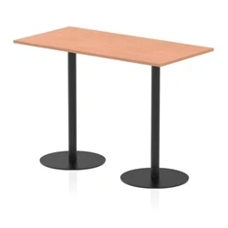 Image of Italia 1600 x 800mm Poseur Rectangular Table Beech Top 1145mm High Black Leg