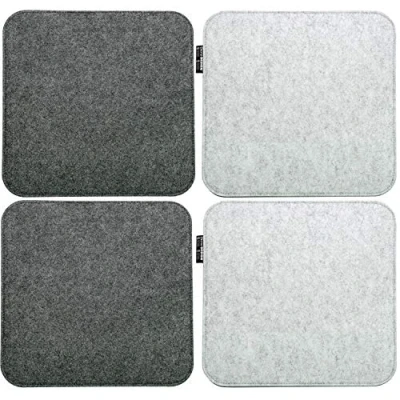 Image of DuneDesign 4 square Felt Cushions for chairs 35x35x0.8 cm warm reversible Grey