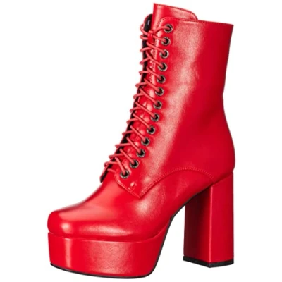 Image of LAMODA Women&#039;s Own It Ankle boot, Red PU, 3.5 UK