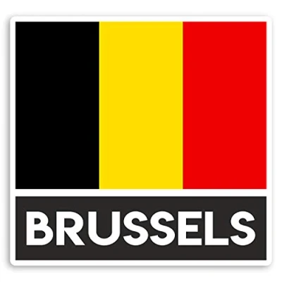 Image of 2 x 10cm Brussels Belgium Flag Vinyl Stickers Travel Luggage Sticker #31076 (10cm Wide)