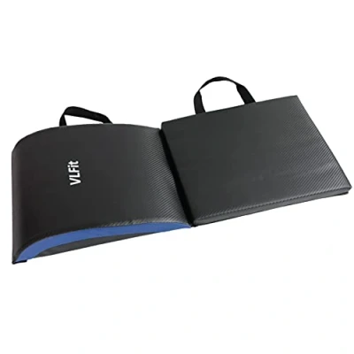 Image of VLFit Ab Mat Sit Up Pad Abdominal Exercise for Core Training, Lower Back Support, Pain, Yoga, Gym, and Home Workout Support Full Range of Motion #2 BLACK