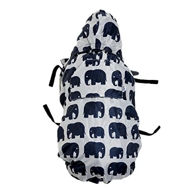 Image of BundleBean Babywearing All Weather Waterproof Sling and Baby Carrier Cover (Grey Elephant) Rain with Fleece Lining, Universal Fit, Fits Front &amp; Back Carriers, Protection from Wind