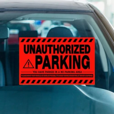 Image of Parking Violation Stickers Hard to Remove, Joyfulmap 100Pcs Super Stick No for Cars and Trucks, Final Notice Tow Warnings, Stickers, 20.32x12.7cm/8x5 in, Red