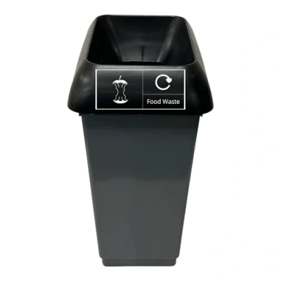 Image of Chabrias Ltd 50 Litre Recycling Waste Bin With Lid &amp; Logo Sticker Included (Black Food Logo)