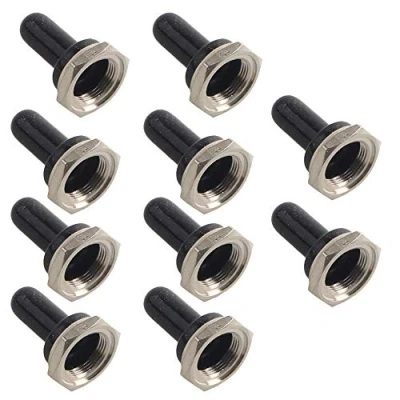 Image of Mintice™ 10 X Black 12mm Rubber Rocker Toggle Switch Knob Hat Waterproof Boot Cover Cap