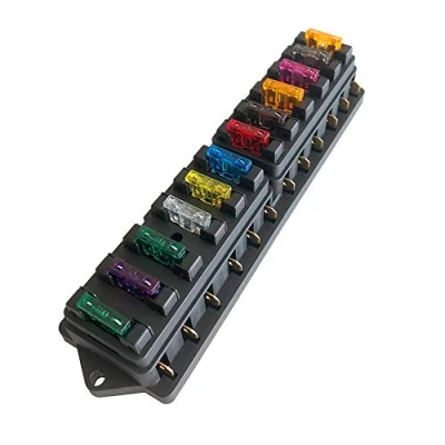 Image of Aiqeer 12 Way Car Blade Fuse Block, 12V / 24V 32V 48V Universal Standard Holder, Box with Damp Proof Cover, for Car, Truck, Boat, Marine