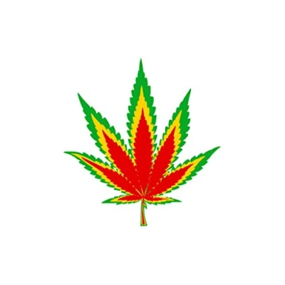 Image of TENNER.LONDON Set of 5 x Rasta colour Cannabis DIY Iron on Transfer marijuana plant leaf patch Weed hemp badge