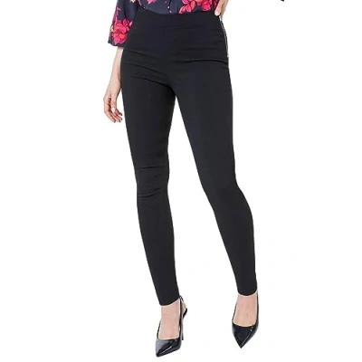 Image of Roman Originals Stretch Trousers for Women UK Ladies High Waisted Pants Pull On Leggings Smart Slimming Office Work Fitted Tailored Tapered Regular &amp; Plus Sizes Ebony Black (29 in) Size 10