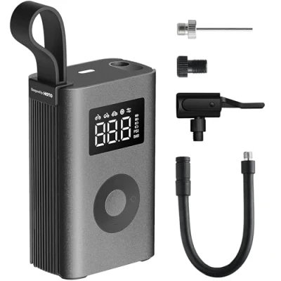 Image of HOTO Electric Air Compressor, Portable Pump ADV, 150PSI Cordless Tyre Inflator with LED Light, Digital Display, USB C Charging, Ideal for Car/Motorcycle/Bike/Ball