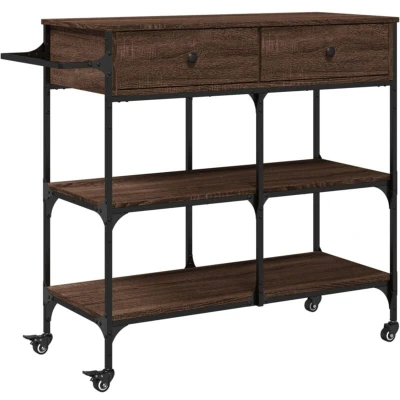 Image of vidaXL Kitchen Trolley Brown Oak 105x42x95 cm Engineered Wood
