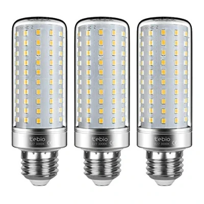 Image of Tebio LED E27 Corn Bulb 25W Middle Edison Screw Candle Bulb, 3000K Warm White, 200W Incandescent Equivalent, Non dimmable Candelabra Light 3 Pack