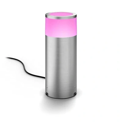 Image of Philips Hue Calla White and Colour Ambiance Outdoor Smart Light Pedestal. (INOX Grey) for Home Lighting, Patio, Terrace Garden