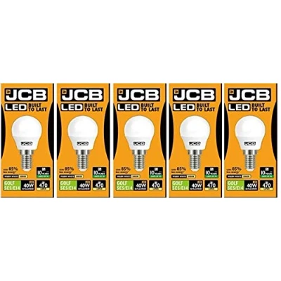 Image of JCB LED 5 X 6w = 40w SES/E14 Golf Ball Bulbs Screw Cap 470lm Warm White 3000k Non Dimmable [Energy Class A+]