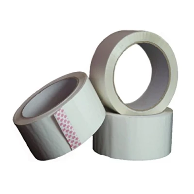 Image of 6 LARGE ROLLS OF WHITE COLOURED PACKAGING PARCEL TAPE 2 INCHES WIDE x 66 METRES PER ROLL 50mm 66m BOX SEALING PACKING MAILING POSTAL POSTAGE WAREHOUSE GENERAL TAPES SUPPLIES