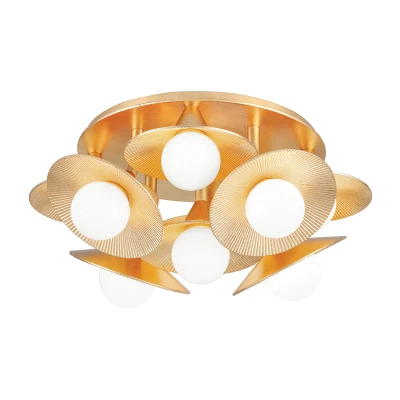 Image of Emerald 9 Light Semi Flush Vintage Gold Leaf