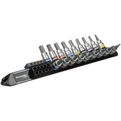 Image of AK6252 Premier Platinum Series Hex &amp; TRX Star Socket Bit Set 3/8&#039;&#039;Sq Drive 18pc Sealey