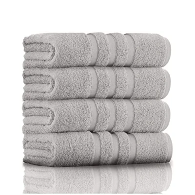 Image of GC GAVENO CAVAILIA Premium Hand Towels For Bathroom Egyptian Cotton Towel Set 550 GSM of 2, Silver
