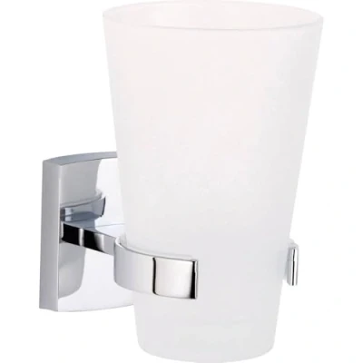 Image of tesa KLAAM Toothbrush and Toothpaste Holder No Drill Wall Mounted Satined Cup with Chrome Plated Holder, Stainless Waterproof Includes Removable Glue Solution