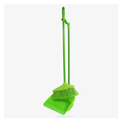 Image of Dustpan and Brush Long Handled Set Making Cleaning an Easier Chore 2 Piece for Sweeping Home Office by Karrma Ltd (Green)