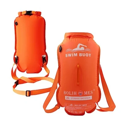 Image of Swim Buoy Tow Floats,28L Swimming Float Waterproof Dry Bag with Adjustable Waist Belt for Open Water Swimmers,Triathletes,Kayakers and Snorkelers,Highly Visible (Orange)