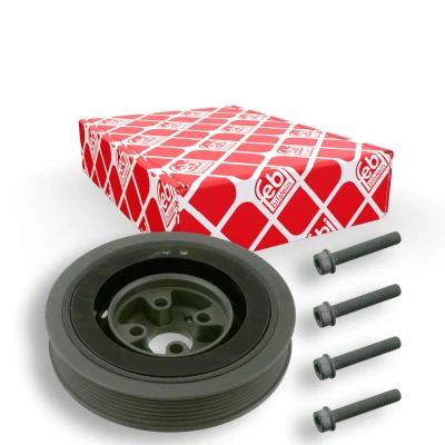 Image of 028105243T, 028105243TS2 Crankshaft Pulley FEBI BILSTEIN 33566 6PK 161mm 5 with bolts/screws BMTS Turbo NEW VOLKSWAGEN: Transporter 4, 4