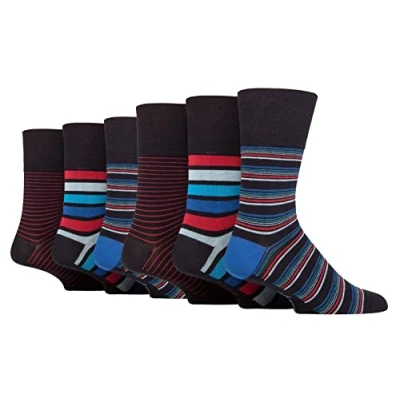 Image of Gentle Grip Sock Shop 6 Pairs Mens Loose Soft Top Non Elastic Bamboo Socks (6 11 UK, SOMRM08)