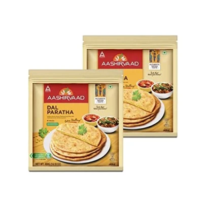 Image of Aashirvaad Dal Paratha 400G Stuffed Flat Bread Dish Breakfast Food Ready to Eat 100% Fresh Indian Origin (Pack of 2)