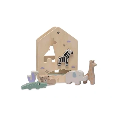 Image of Jollein 104 001 67090 Wooden, Shapes Plug in Game, Jungle Jambo