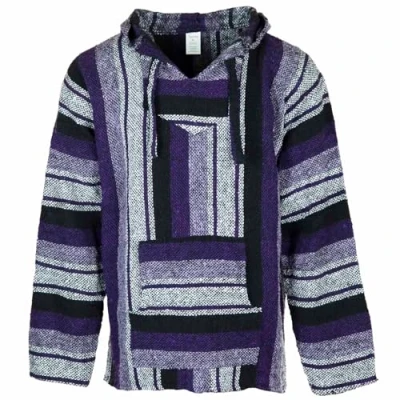 Image of Siesta Baja Hoodie Mexican Jerga Hooded Top Hippie Festival Jumper for Men and Women Purple Lavender XXL