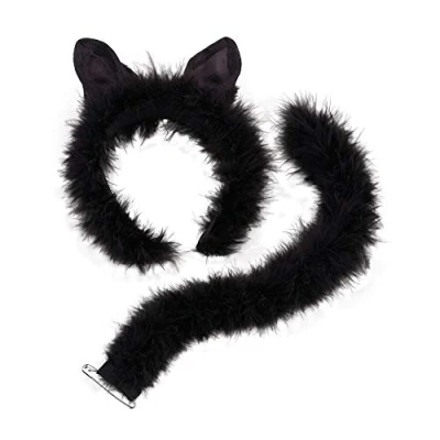 Image of Bristol Novelty DS050 Cat Set with Marabou Trim, Womens, One Size